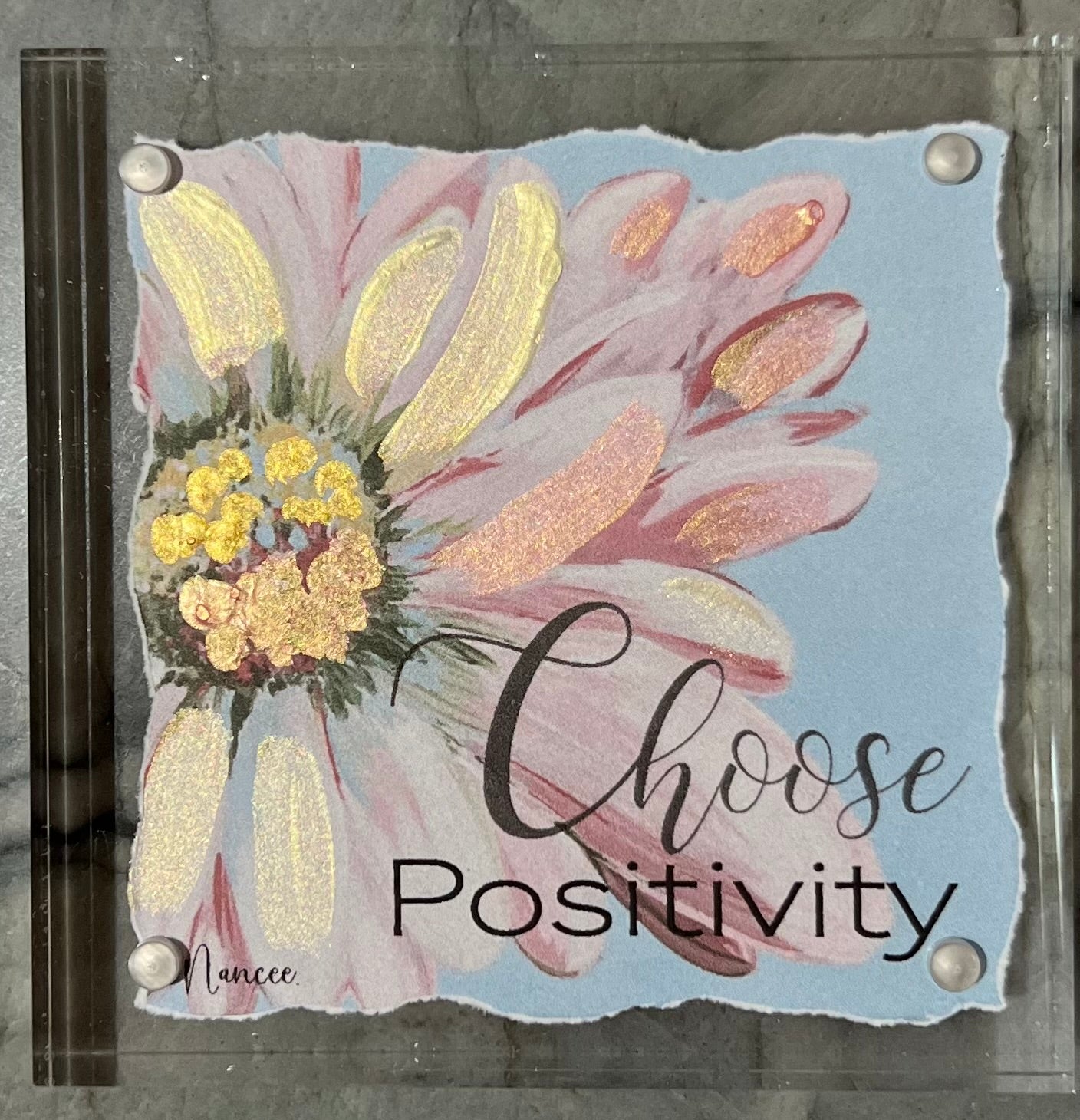 Choose Positivity 4 x 4 acrylic block in Pinks