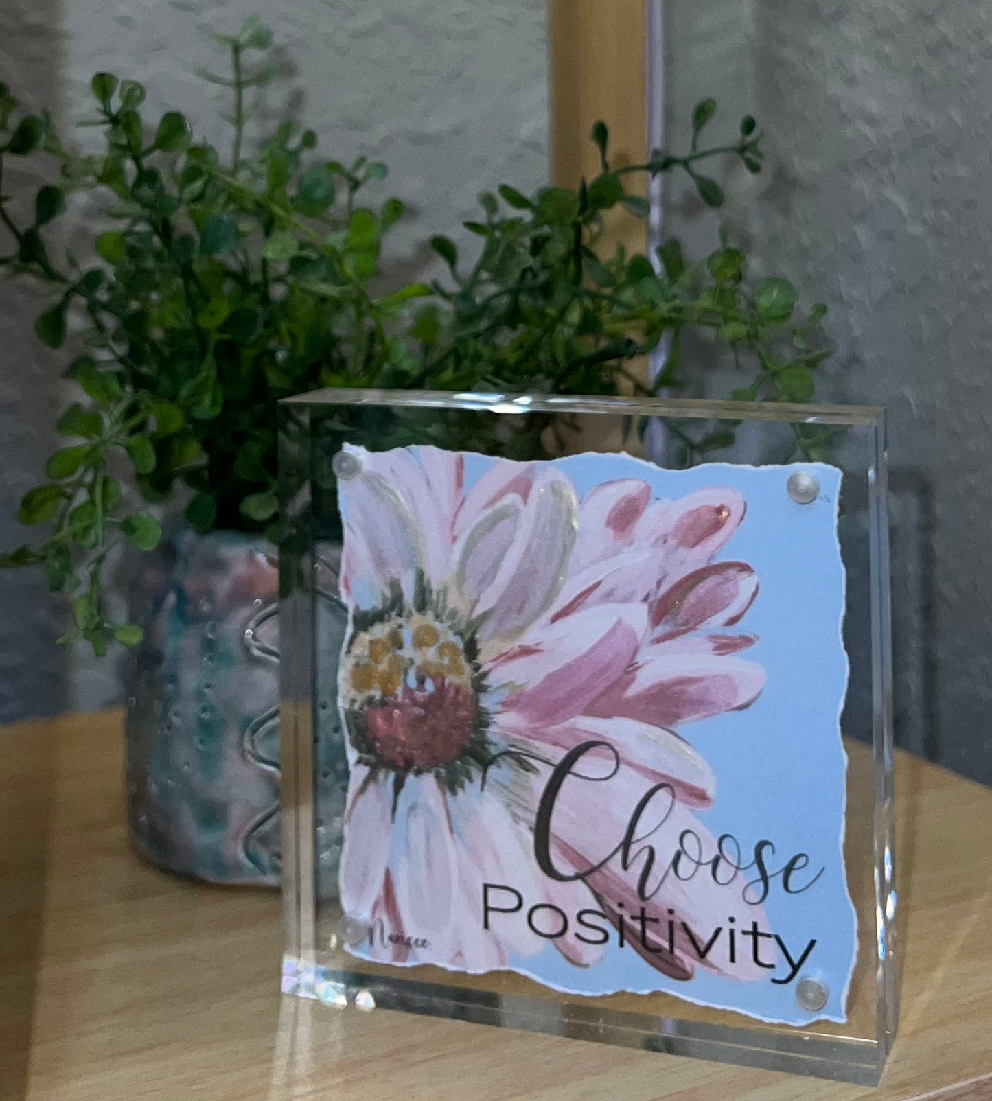 Choose Positivity 4 x 4 acrylic block in Pinks