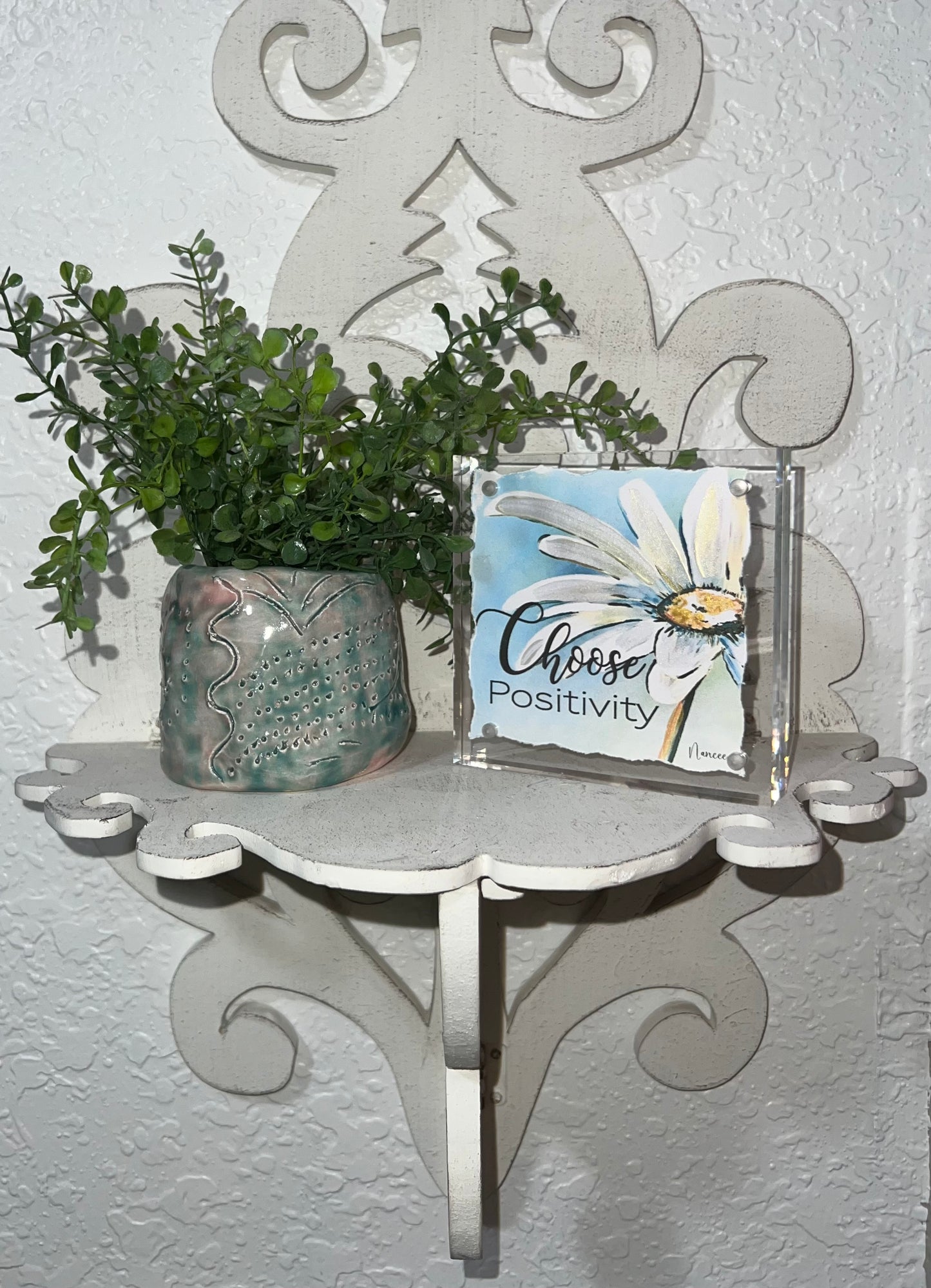 Choose Positivity 4 x 4 acrylic block in blues