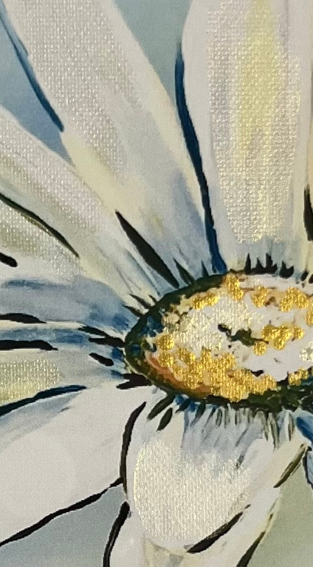Framed art - daisy in blue - 12" x 12"