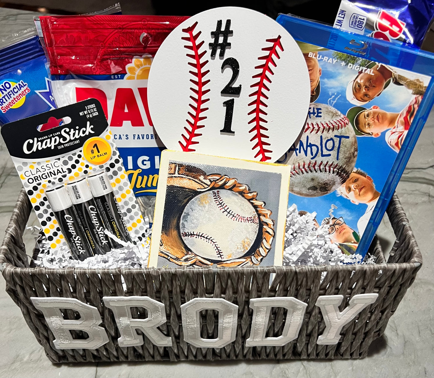Baseball wooden block 4" x 4"
