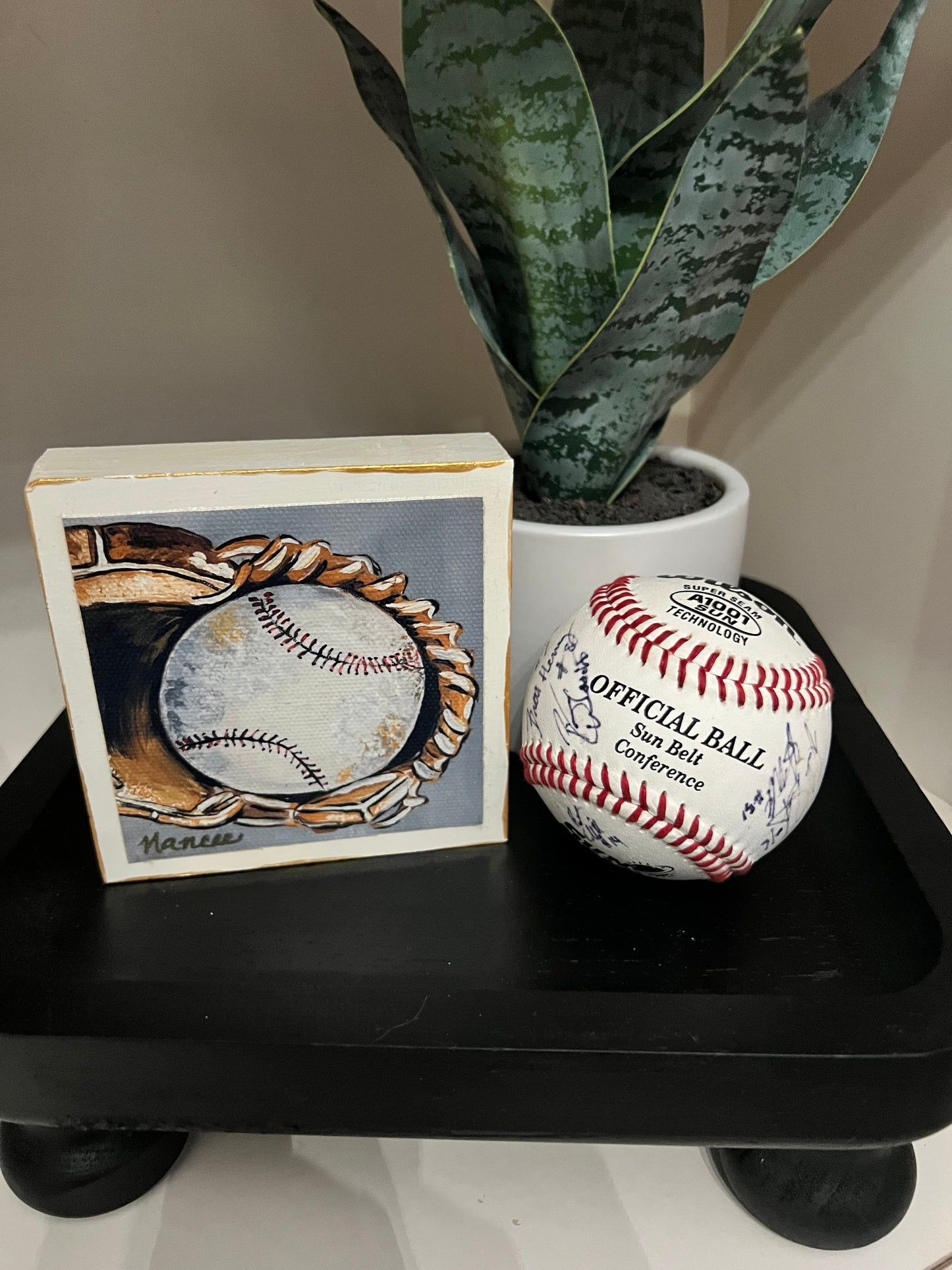 Baseball wooden block 4" x 4"
