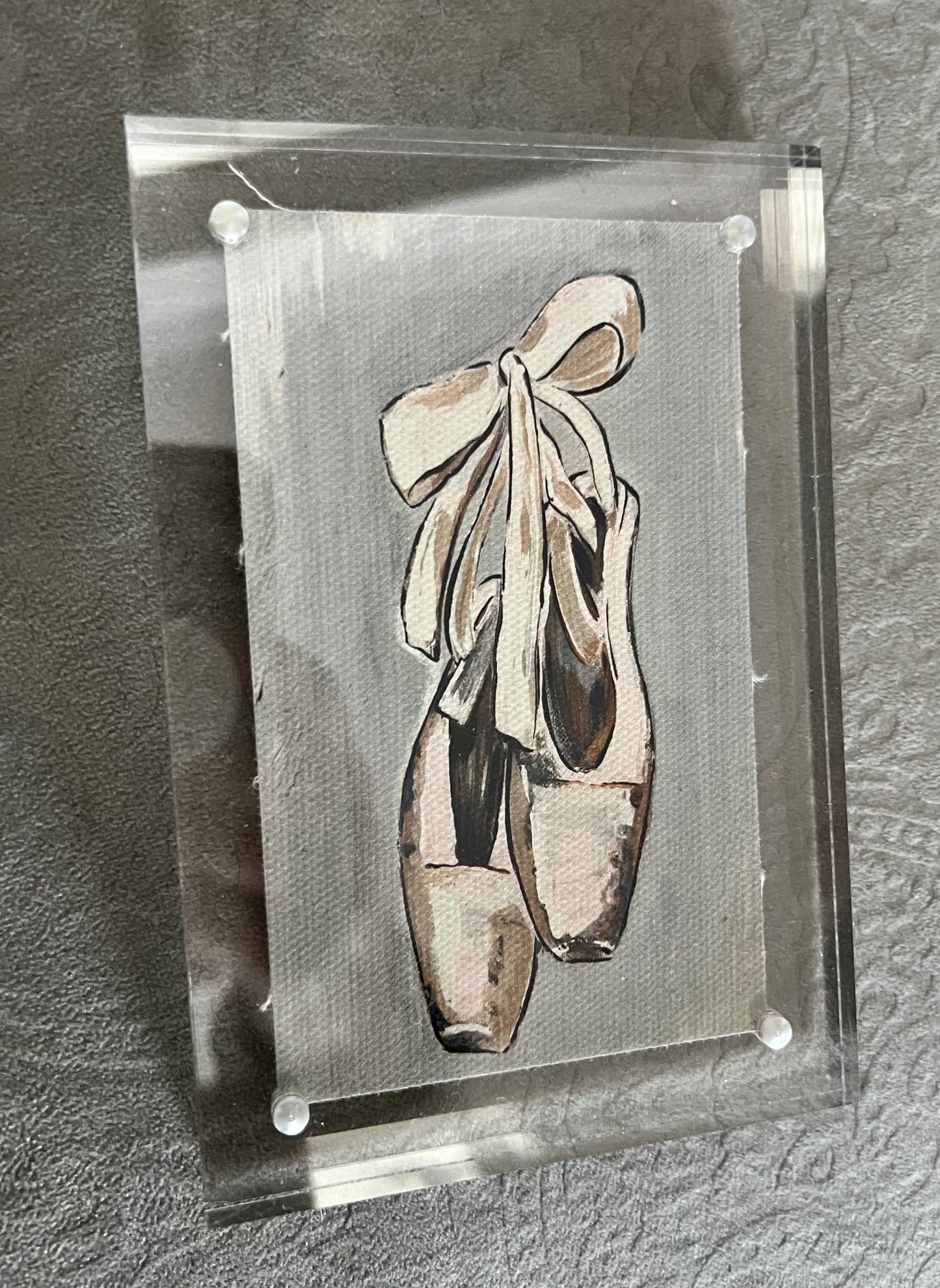 Let's Dance 4" x 6" Acrylic framed art - Ballet Slippers