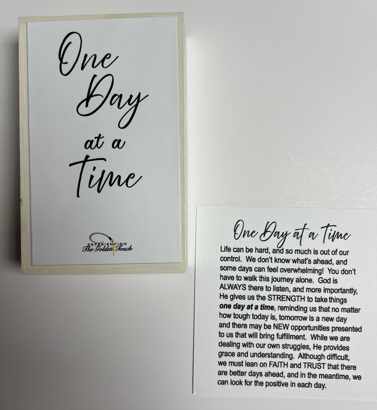 Cross - ONE DAY AT A TIME message - 3 color choices