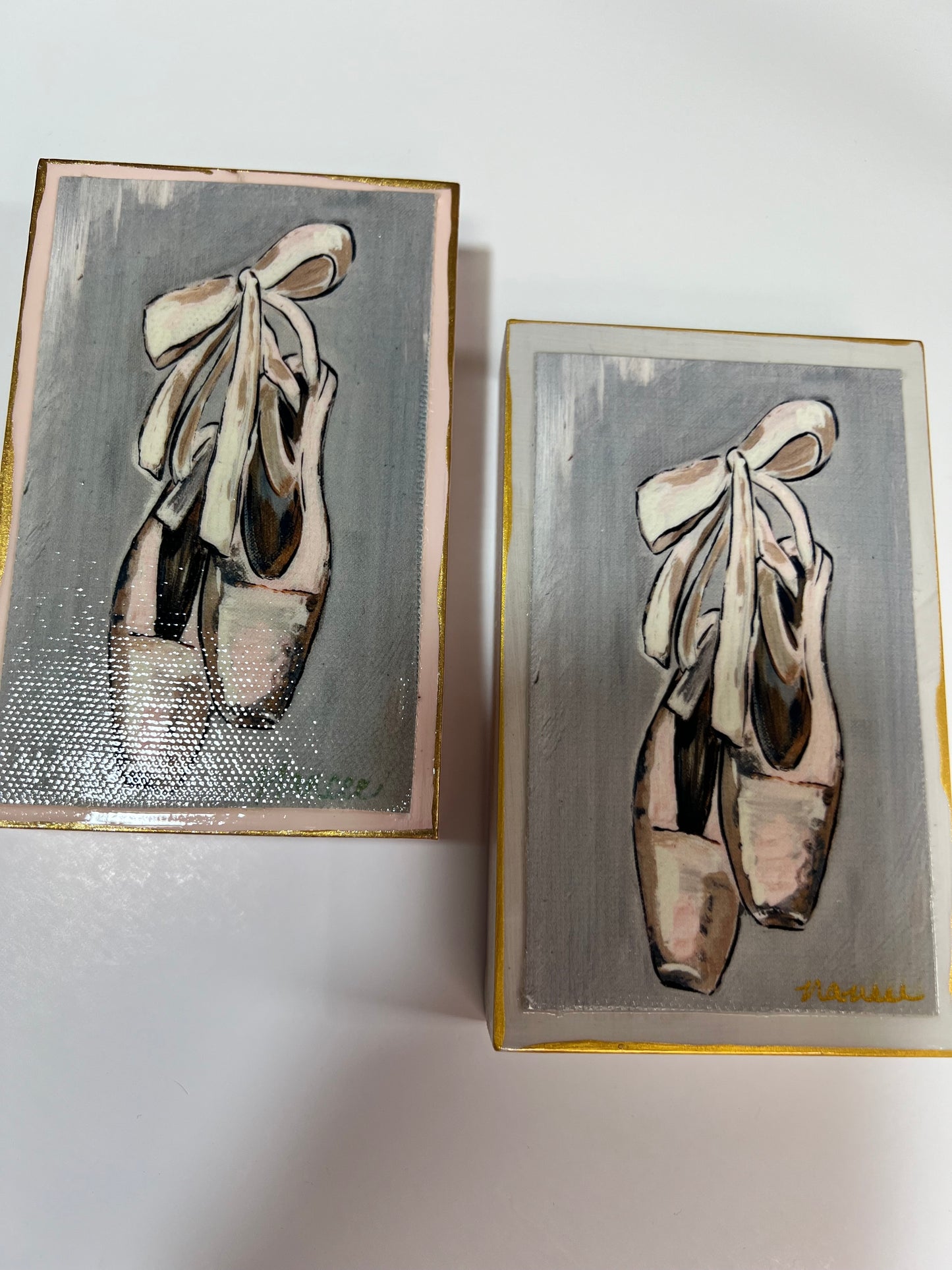 Let's Dance - 3"x5" wooden block - Ballet Slippers