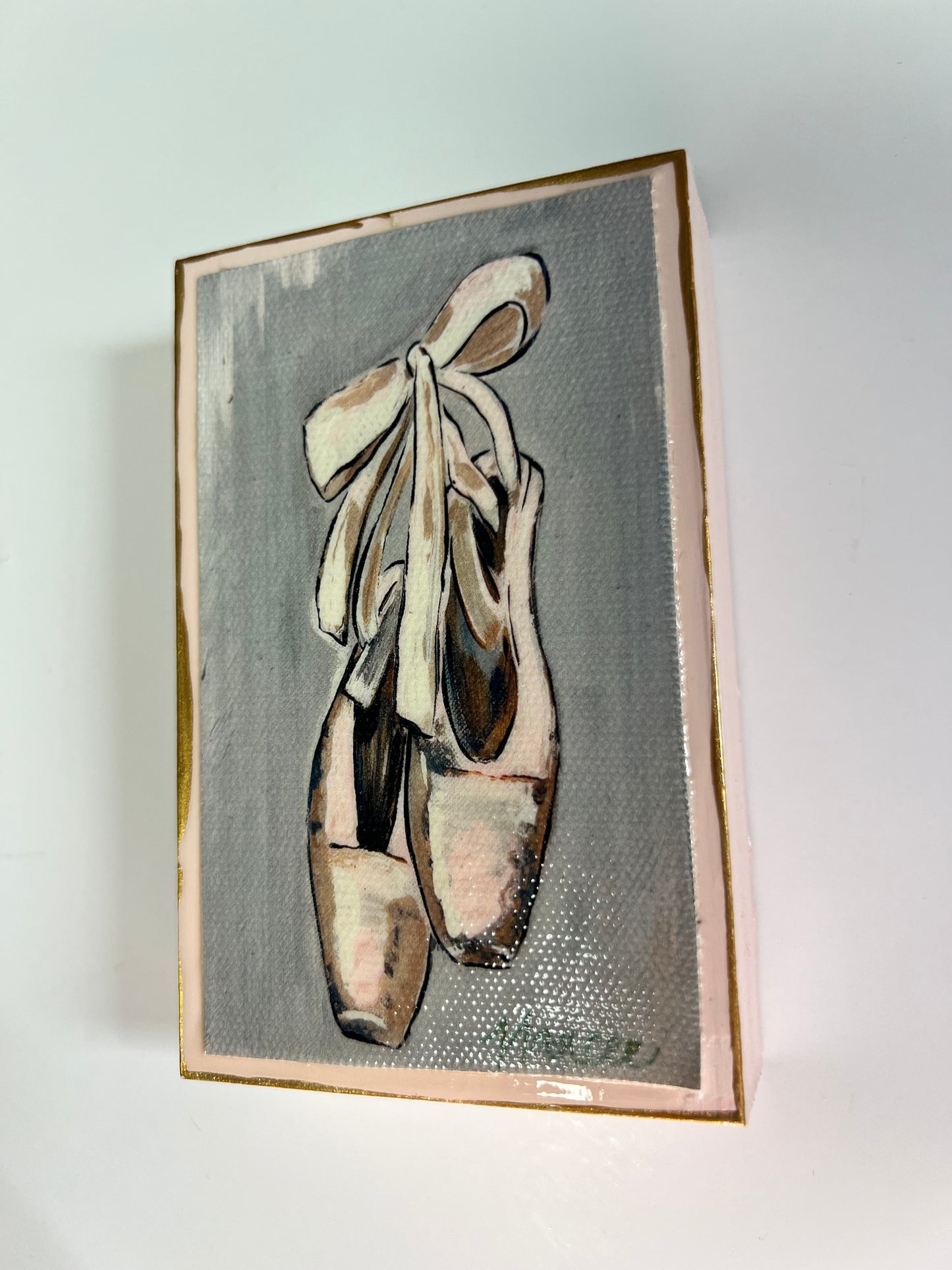 Let's Dance - 3"x5" wooden block - Ballet Slippers