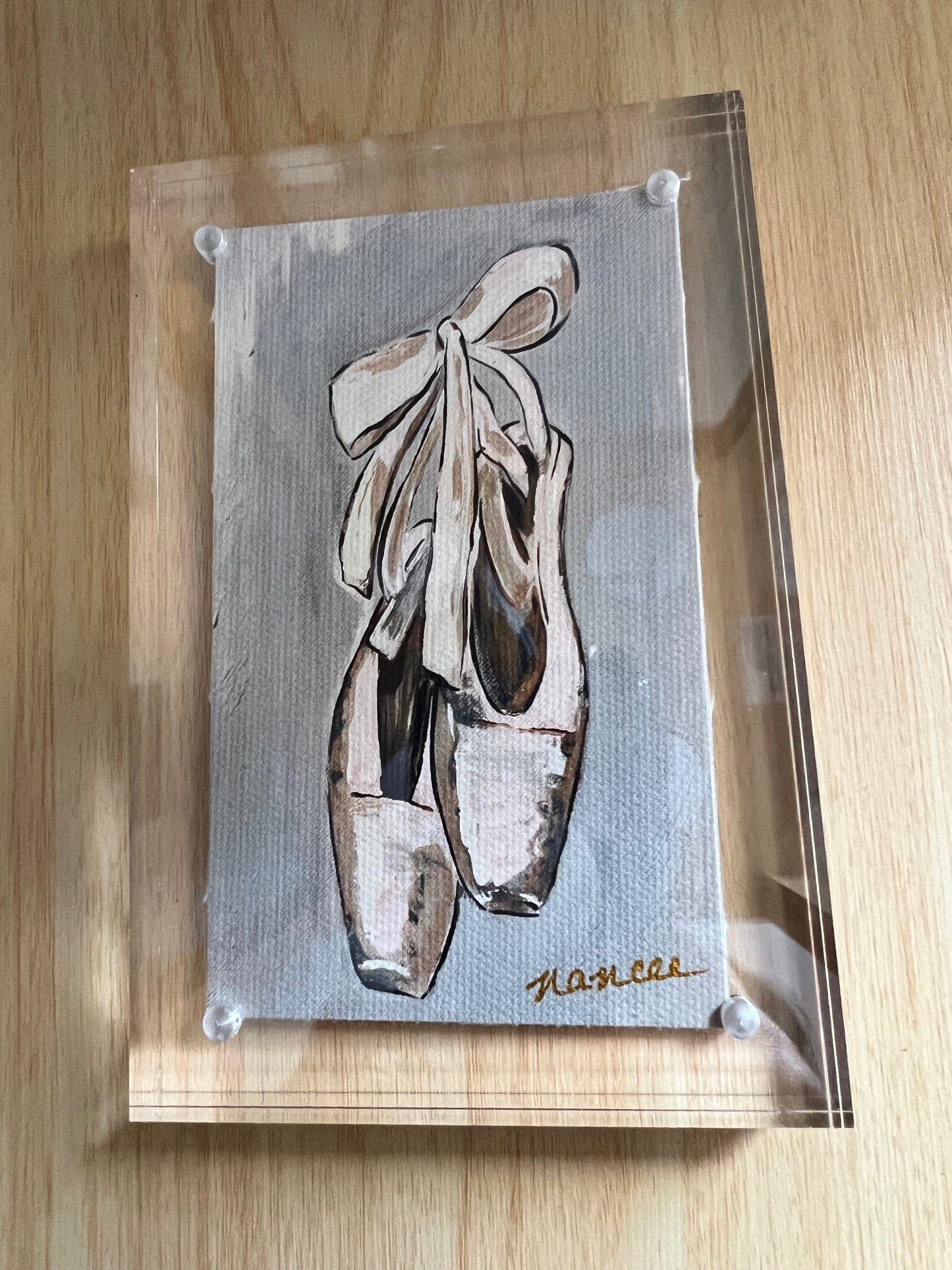 Let's Dance 4" x 6" Acrylic framed art - Ballet Slippers
