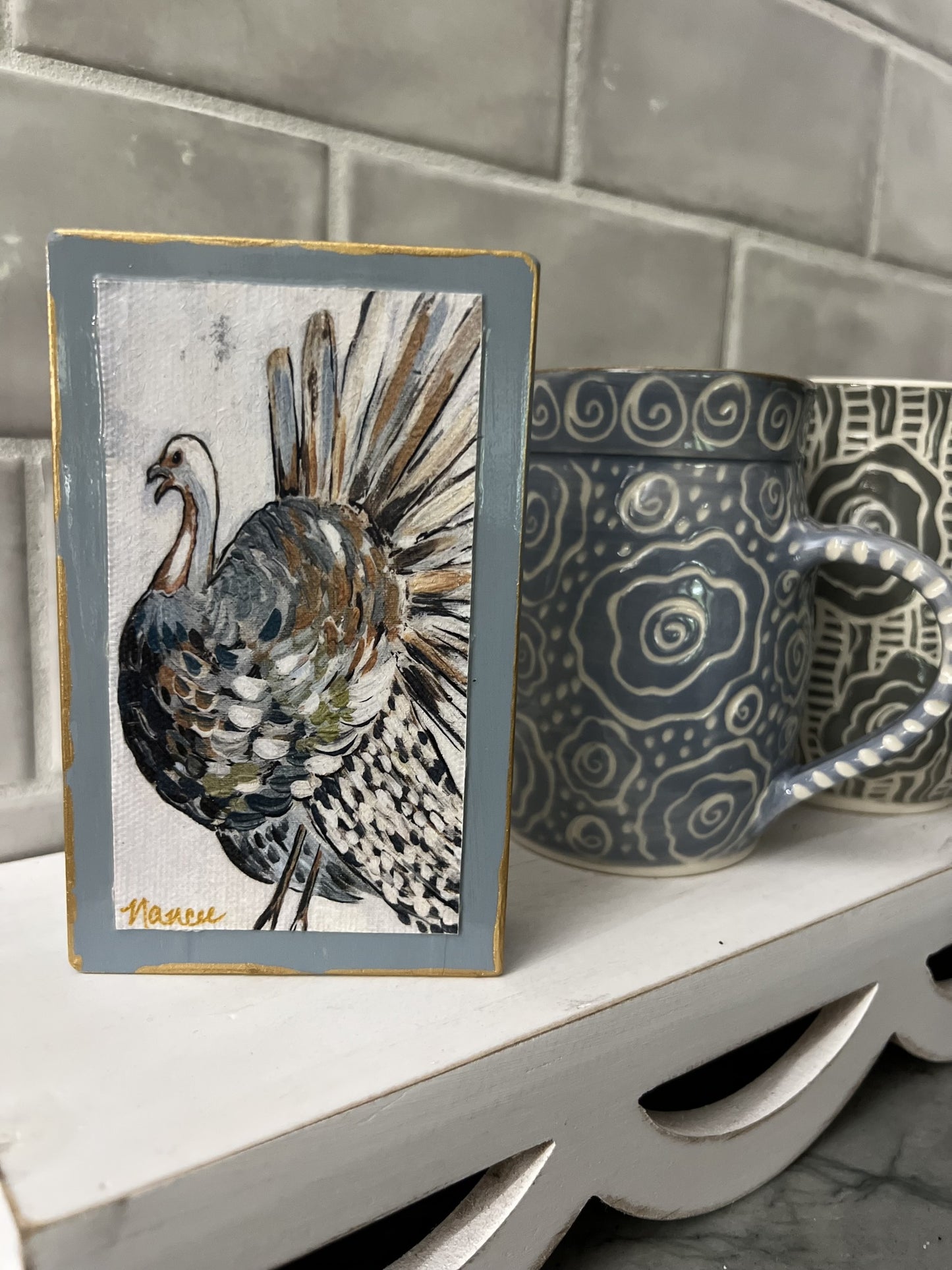 Thankful Turkey - 3" x 5" freestanding wooden block