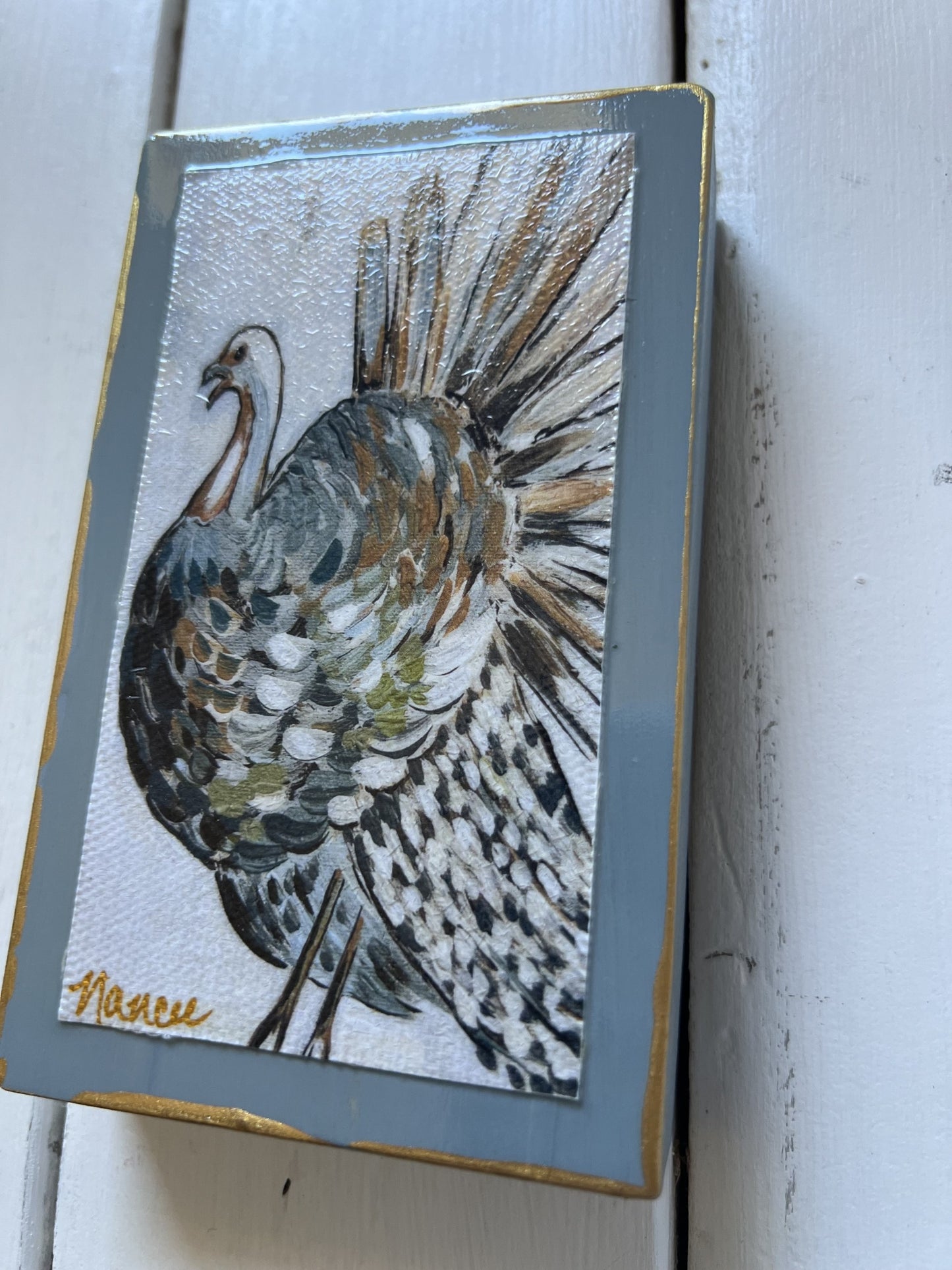 Thankful Turkey - 3" x 5" freestanding wooden block