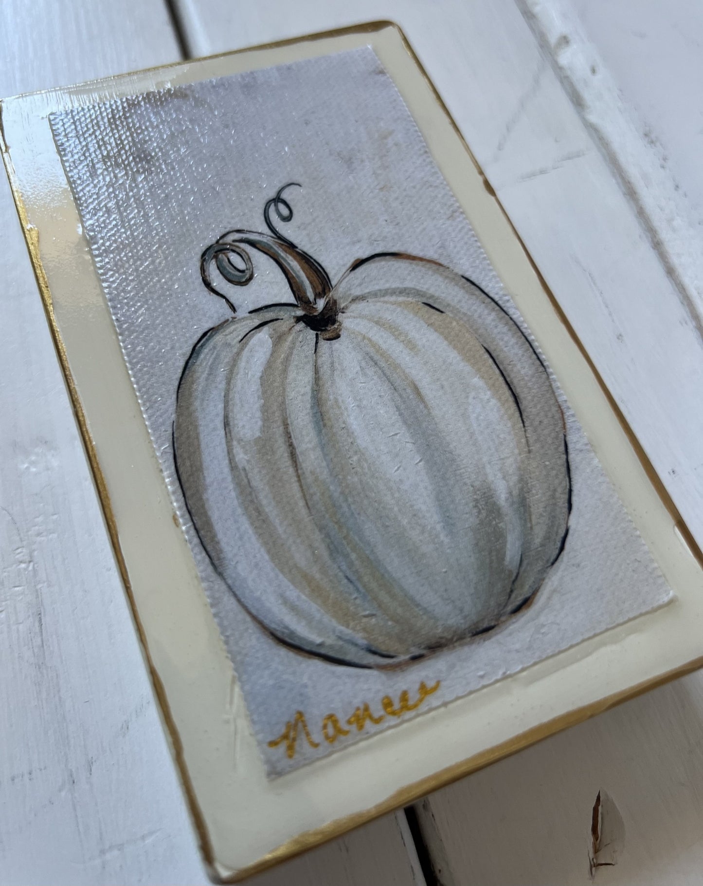 Thankful Pumpkin - painted wooden freestanding block 3"x5"
