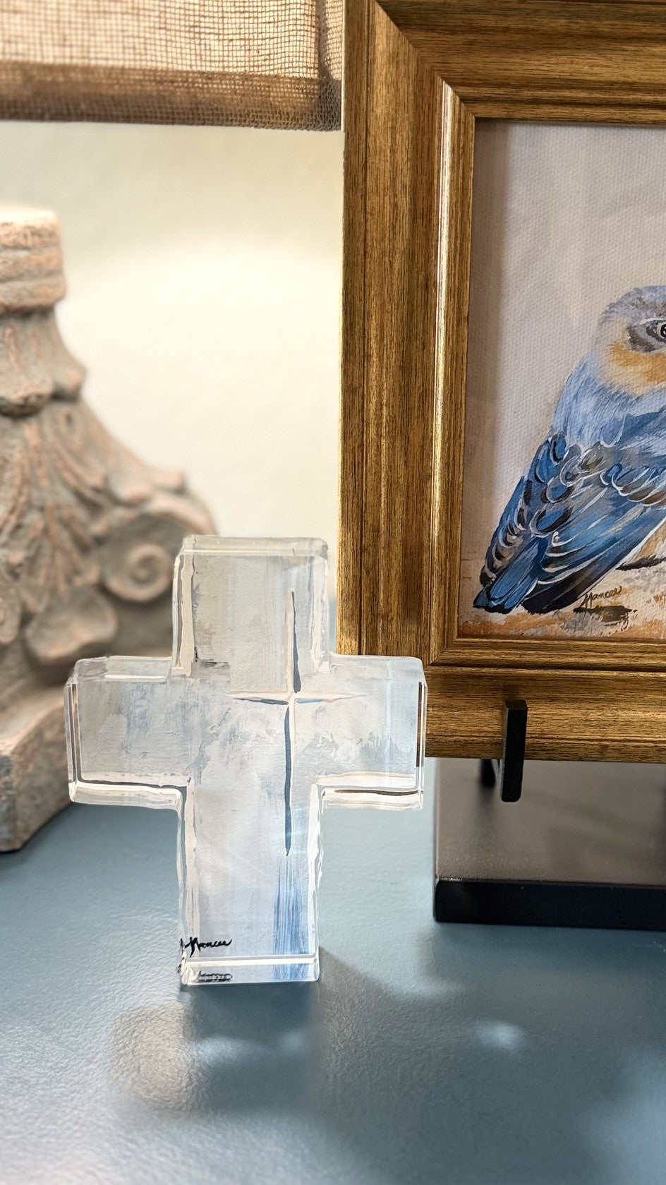 Acrylic Cross in barely Blue