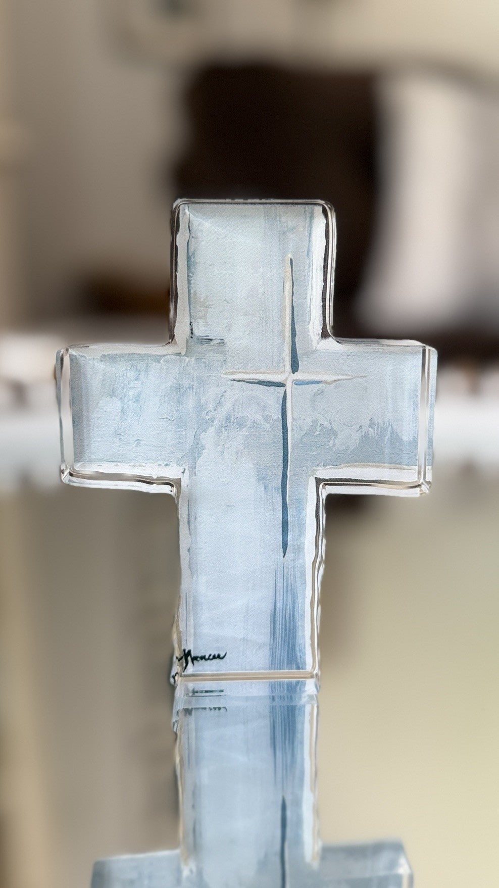 Acrylic Cross in barely Blue