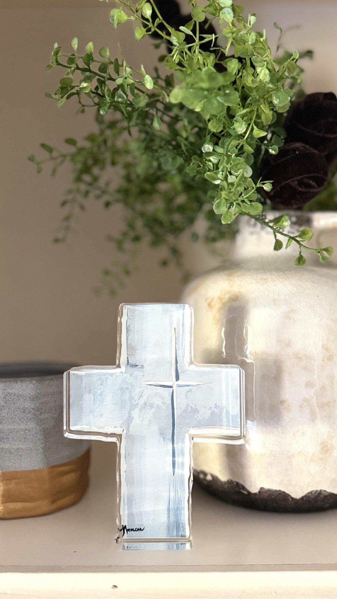 Acrylic Cross in barely Blue