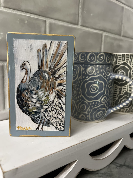 Thankful Turkey - 3" x 5" freestanding wooden block