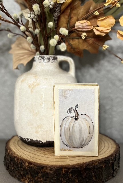 Thankful Pumpkin - painted wooden freestanding block 3"x5"
